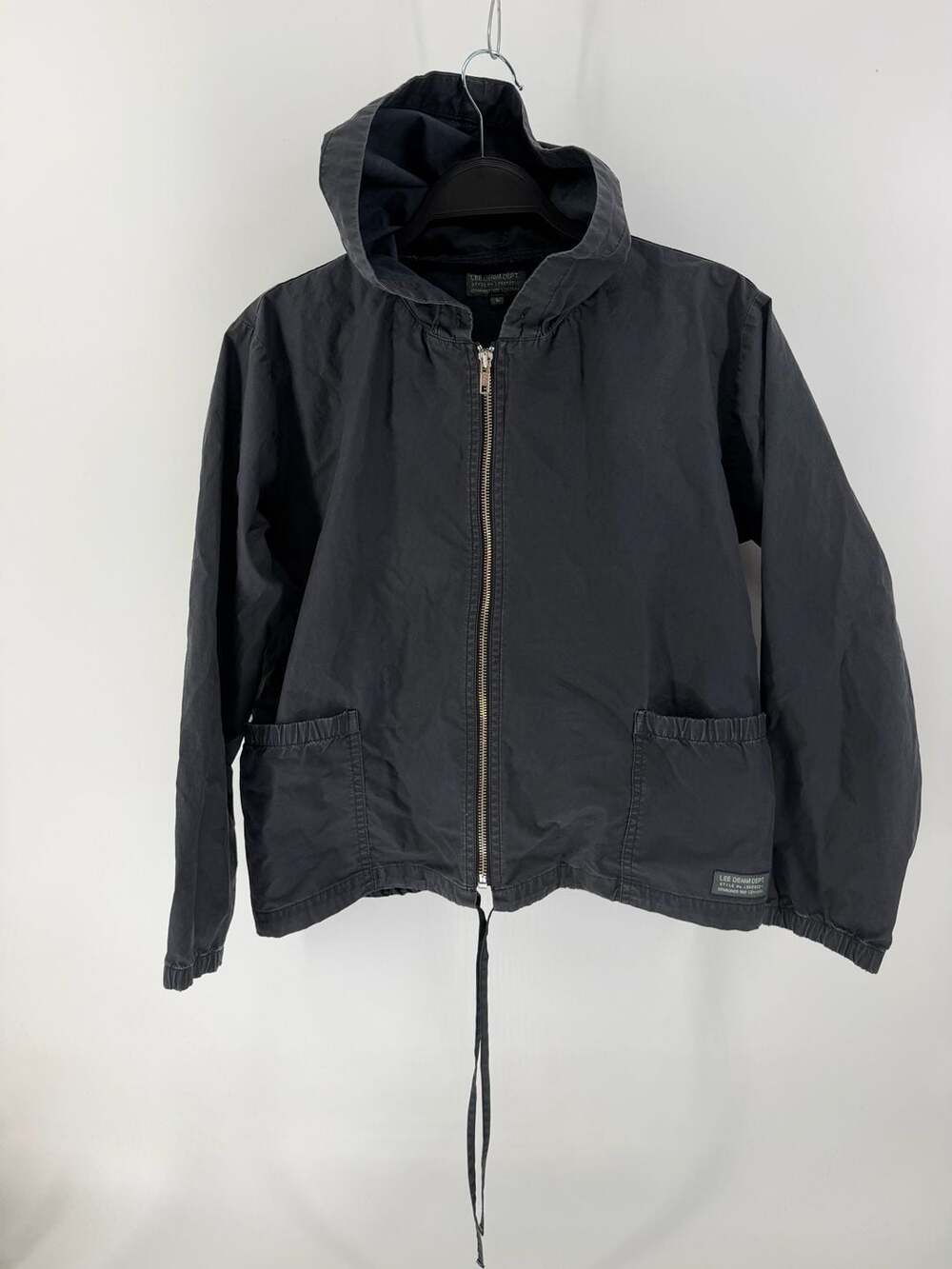 Lee Denim Dept. Vintage Y2K Black Packable Hooded Jacket Size L Utility